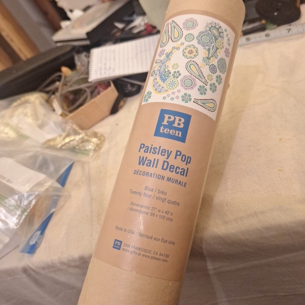 Pottery Barn Teen Paisley Pop Wall Decal Stickers New 27 X 40 Inch